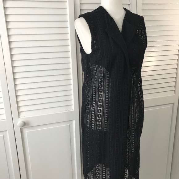 PRICE IS FIRM - NINE WEST Black Lace Cotton Long Vest Size Large - Picture 3 of 7